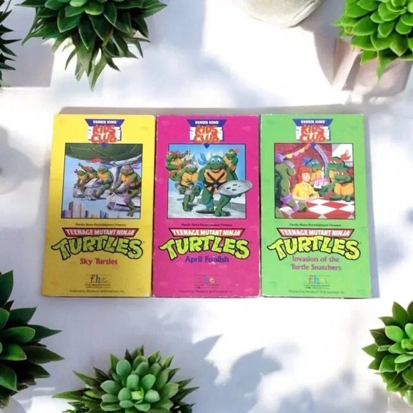 Teenage Mutant Ninja Turtles VHS Burger King Kids Club Lot Of 3 VTG Retro 1990 - Picture 1 of 3